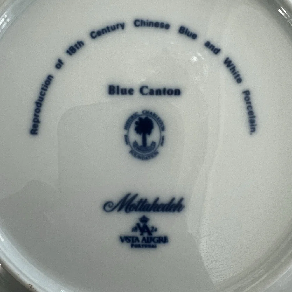 Rare Mottahedeh Blue Canton‎ Luncheon Plate Numbered Charleston Vista Alegre